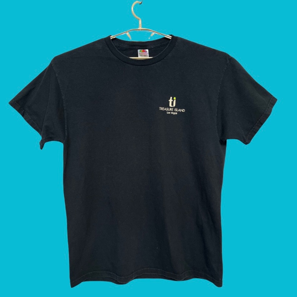 Vintage 90s Fruit of the Loom Treasure Island USA Made Black T-Shirt Men Size XL